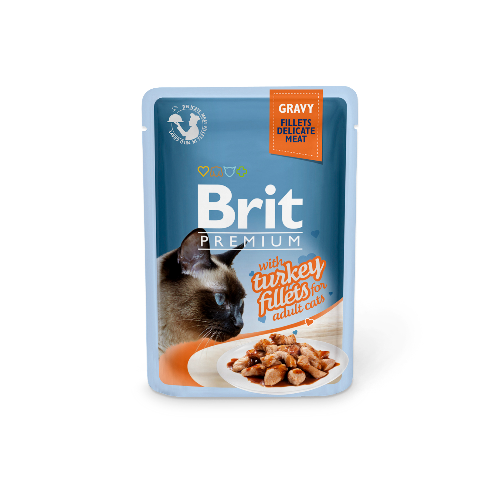 BRIT PREMIUM CAT FOOD GRAVY TURKEY FILLETS 85GM