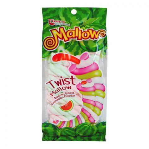 TIANS MALLOW TWIST MALLOW GUMMY FILLED WATERMELON FLAVOUR 120GM