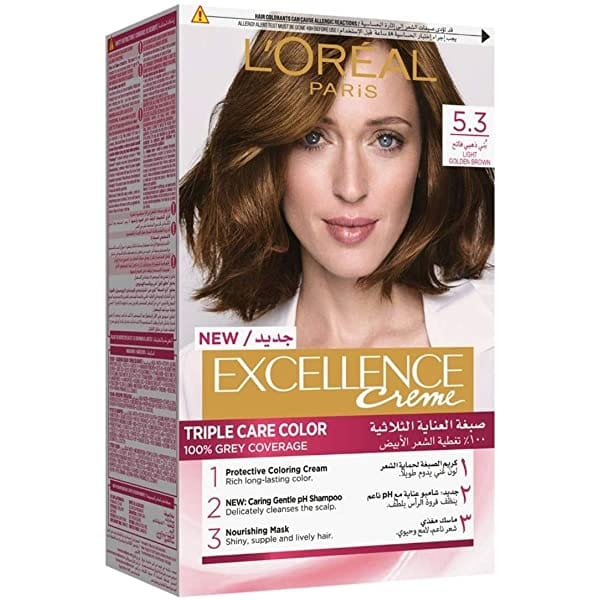 LOREAL PARIS HAIR COLOR LIGHT GOLDEN BROWN 5.3 EXCELLENCE CREAM