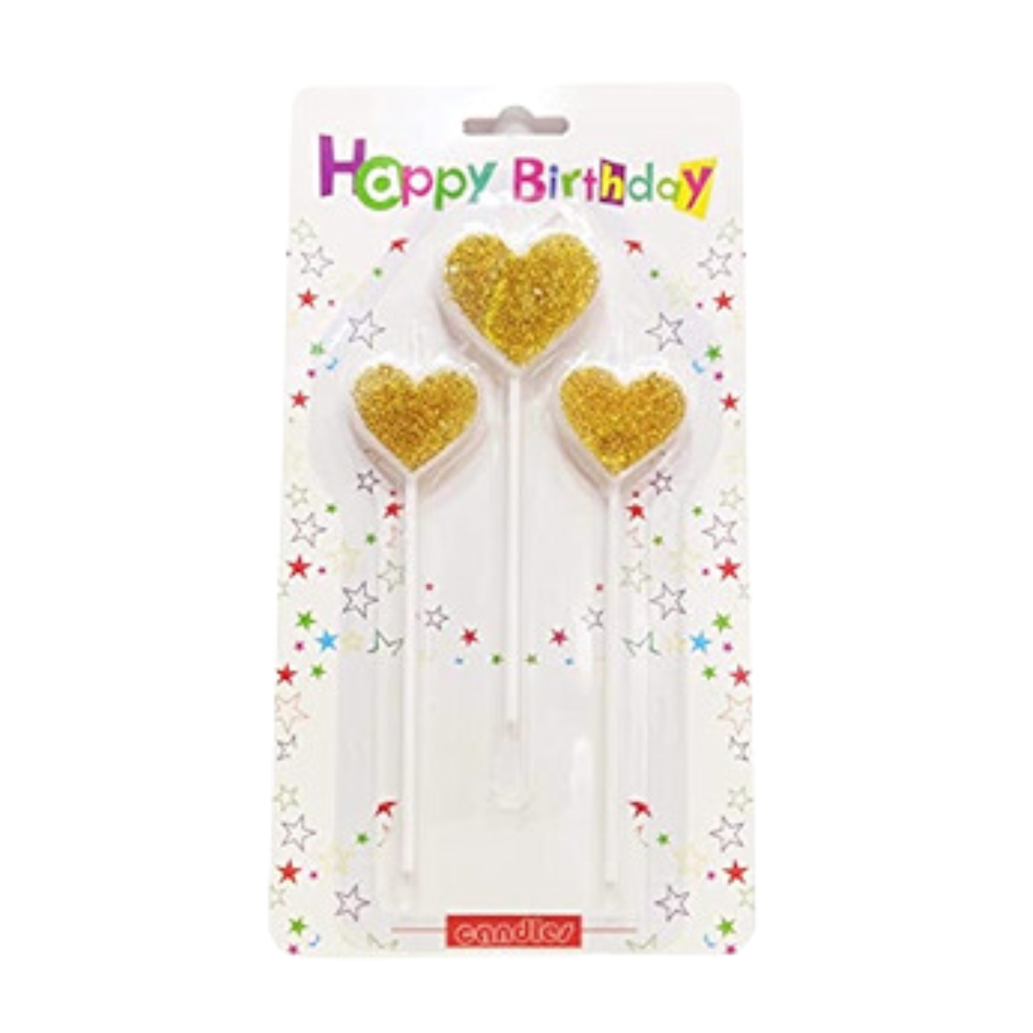 CANDLE HEART SHAPE WITH GLITTER 3PCS