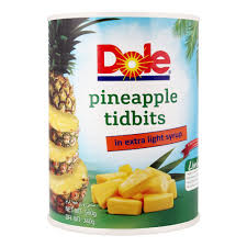 DOLE PINEAPPLE TIDBITS IN EXTRA LIGHT SYRUP 560GM