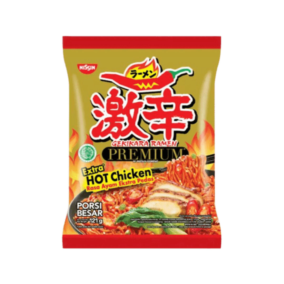 NISSIN GEKIKARA RAMEN NOODLES EXTRA HOT CHICKEN FLAVOUR 121GM