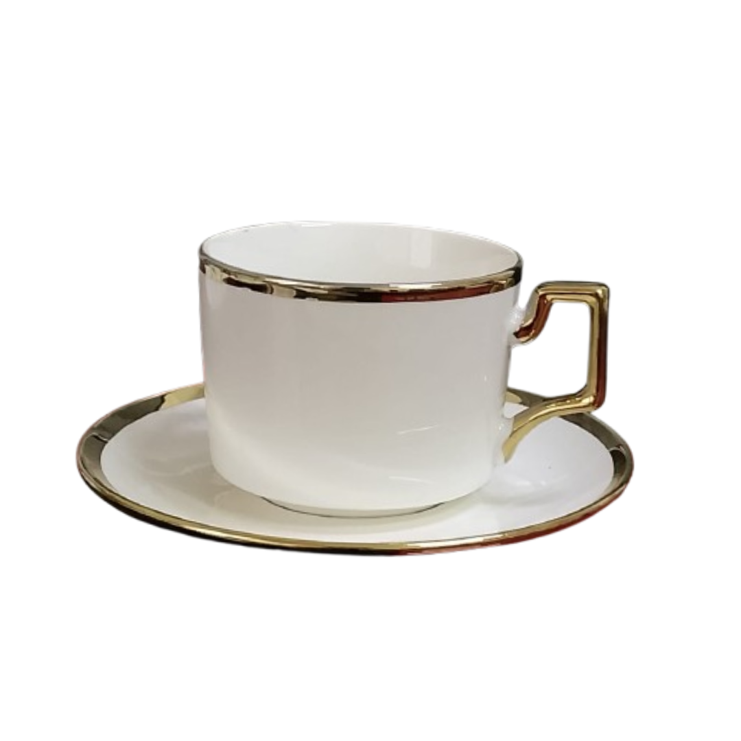 BONE CHINA CUPS WITH SAUCERS 6 PCS SET