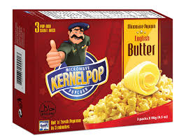 KERNELPOP MICROWAVE POPCORN ENGLISH BUTTER 3 PACKS X 90G