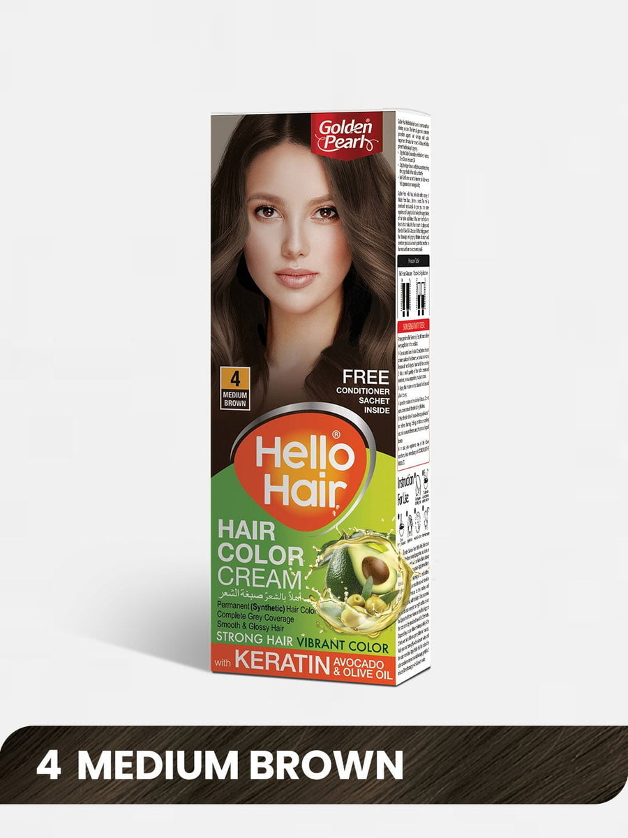 HELLO HAIR COLOR CREAM MEDIUM BROWN 4