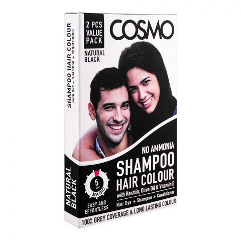 COSMO COLOUR SHAMPOO NATURAL BLACK 125MLX2 UNITS