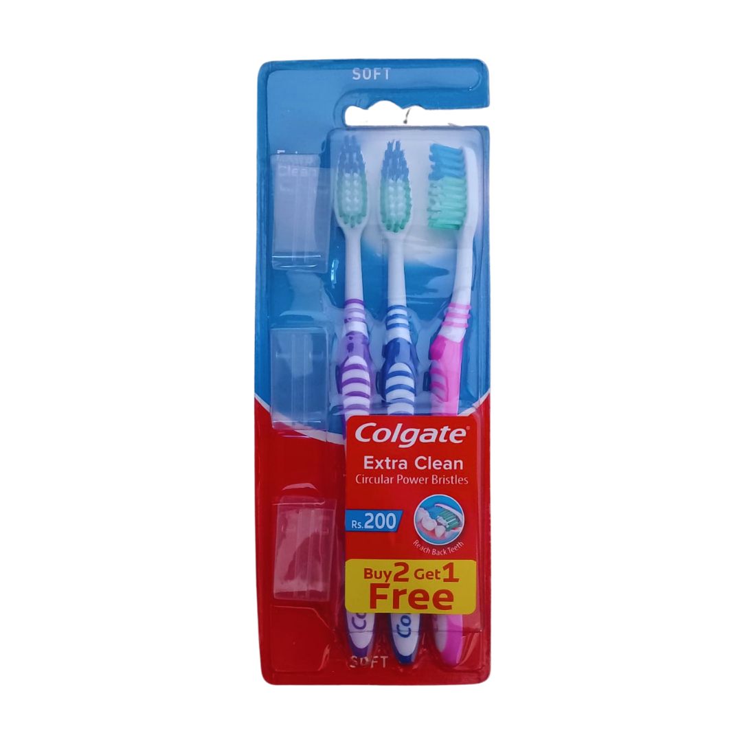 COLGATE TOOTHBRUSH EXTRA CLEAN SOFT 3PCS