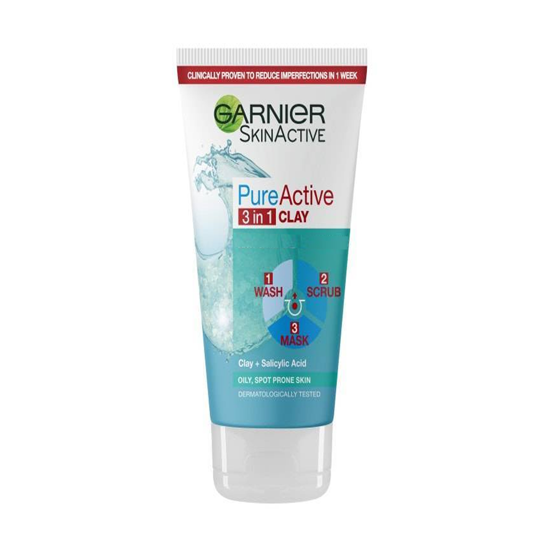 GARNIER PUREACTIVE 3IN1 CLAY FACE WASH 50ML