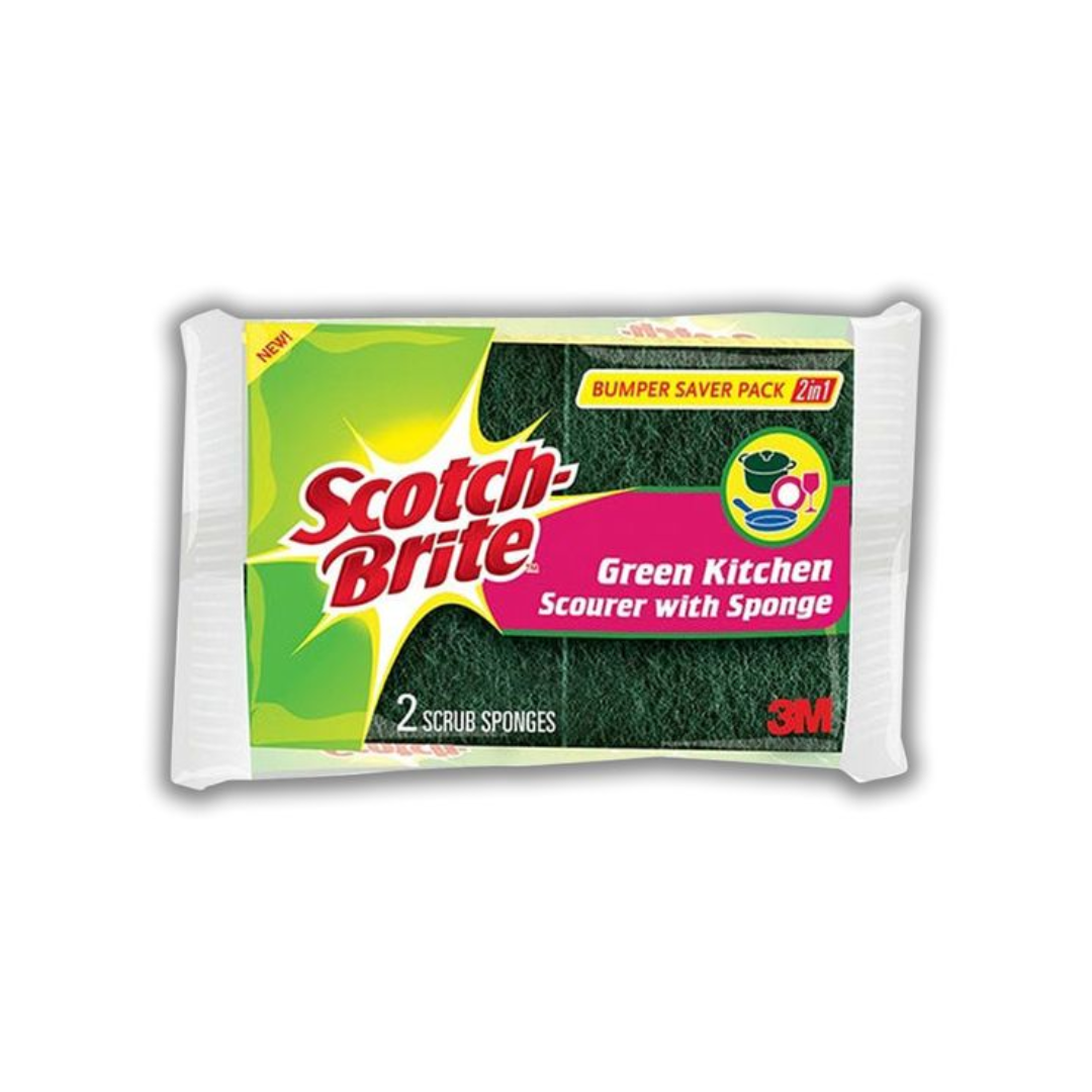 SCOTCH BRITE SPONGE GREEN KITCHEN SAVER PACK 2 IN 1