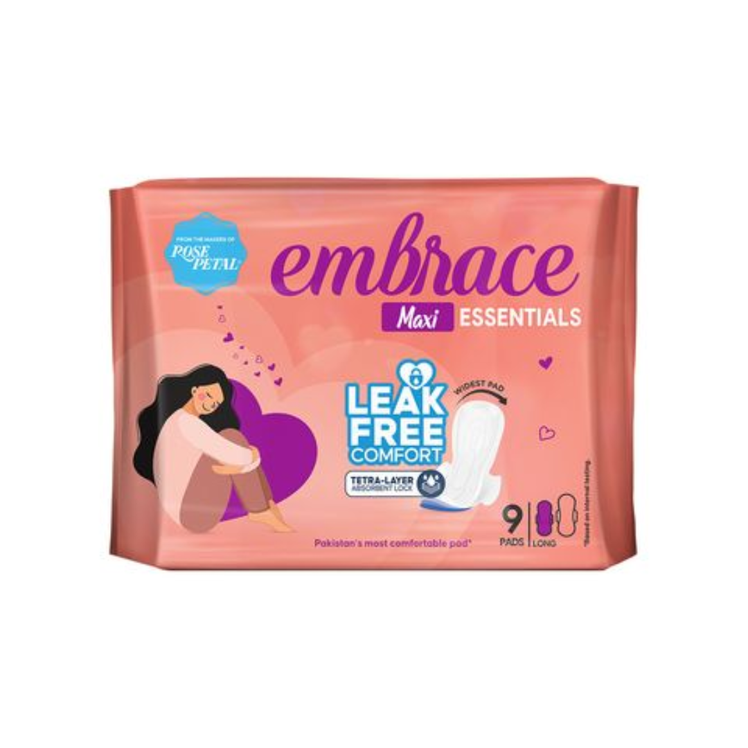 EMBRACE MAXI ESSENTIALS SANITARY PADS LONG 9-PCS