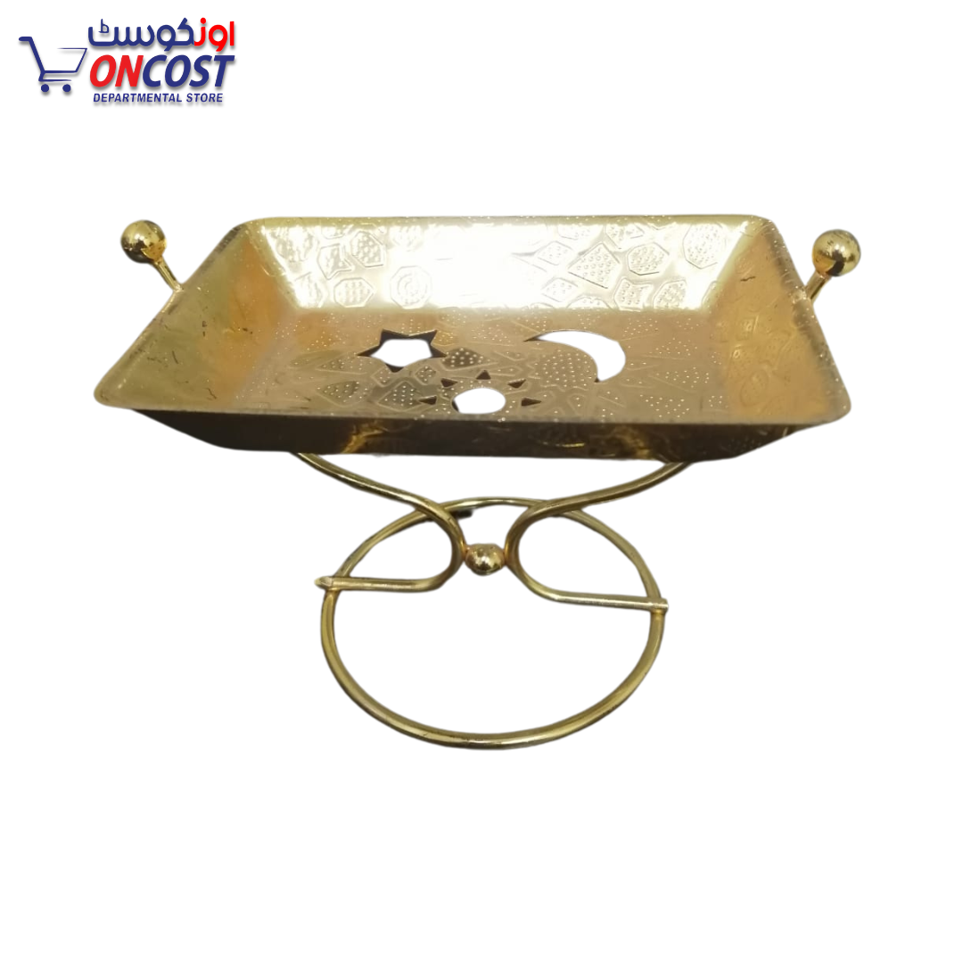 SOAP DISH METAL IN GOLDEN WITH STAND