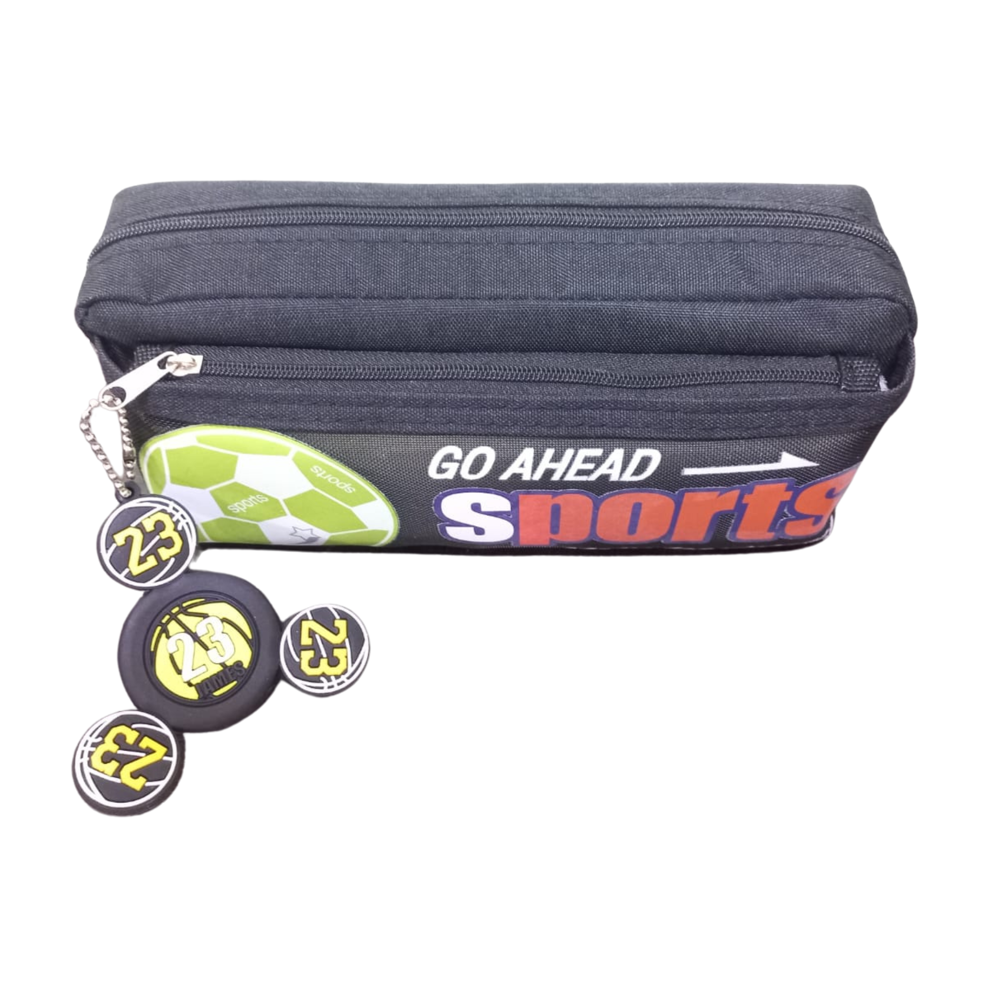 PENCIL POUCH FOOTBALL 2-ZIPPER 7341