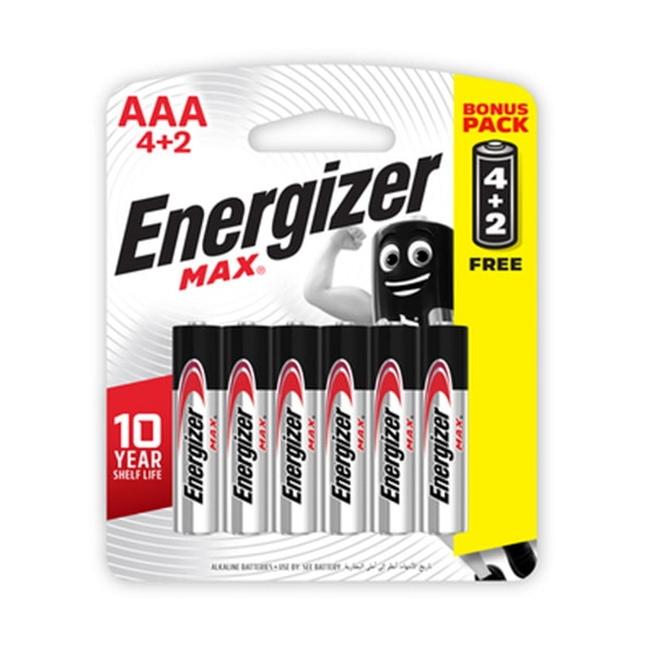 ENERGIZER MAX BONUS PACK AAA BATTERIES 4+2-PCS