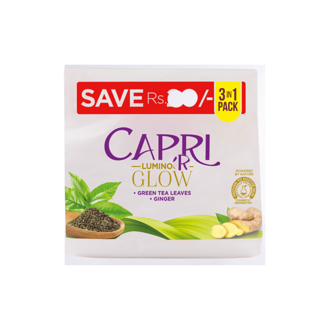 CAPRI LUMINOUS GLOW SOAP GREEN TEA LEAVES+GINGER 170G 3IN1