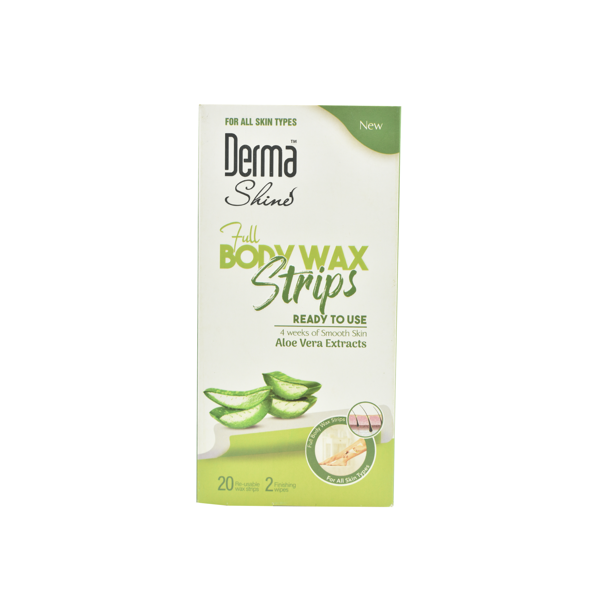 DERMA SHINE FULL BODY WAX STRIPS ALOE VERA 12.