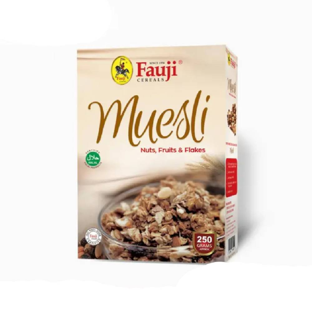 FAUJI MUESLI NUTS, FRUITS FLAKES 250GM