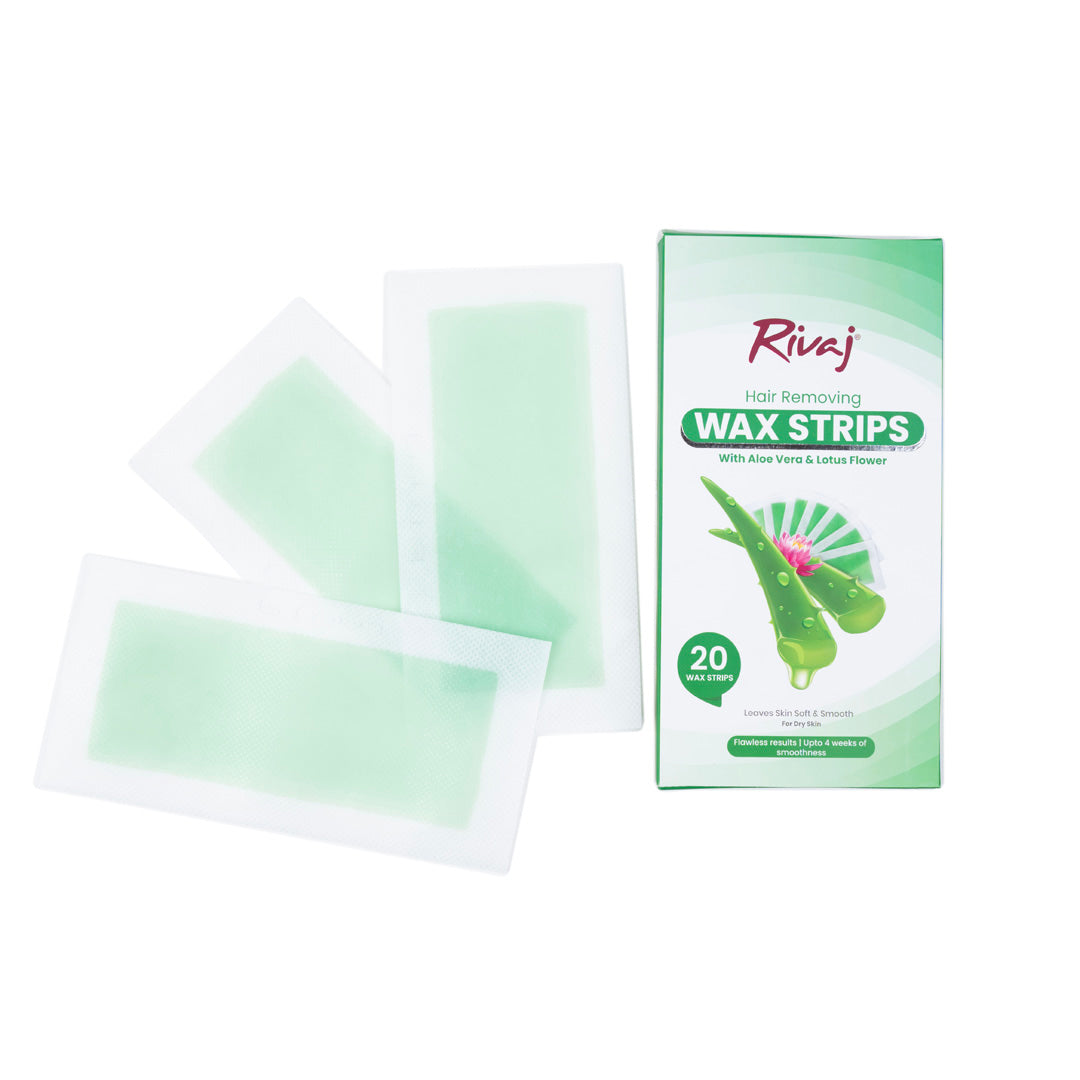 RIVAJ HAIR REOVING WAX STRIP WITH ALOE VERA & LOTUS FLOWER 20PC.