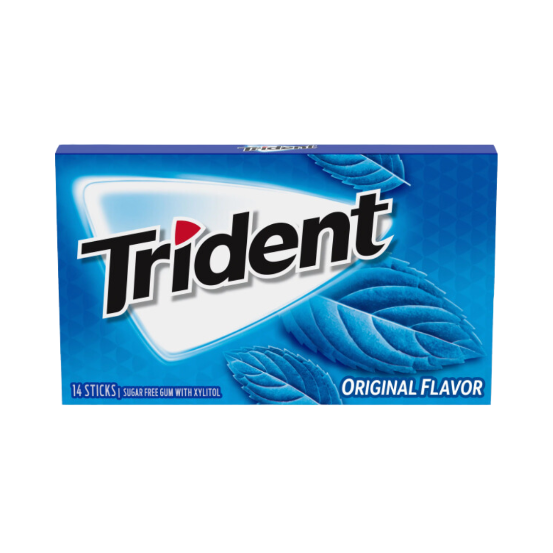 TRIDENT ORIGINAL FLAVOR SUGAR FREE BUBBLE GUM 14-STICKS