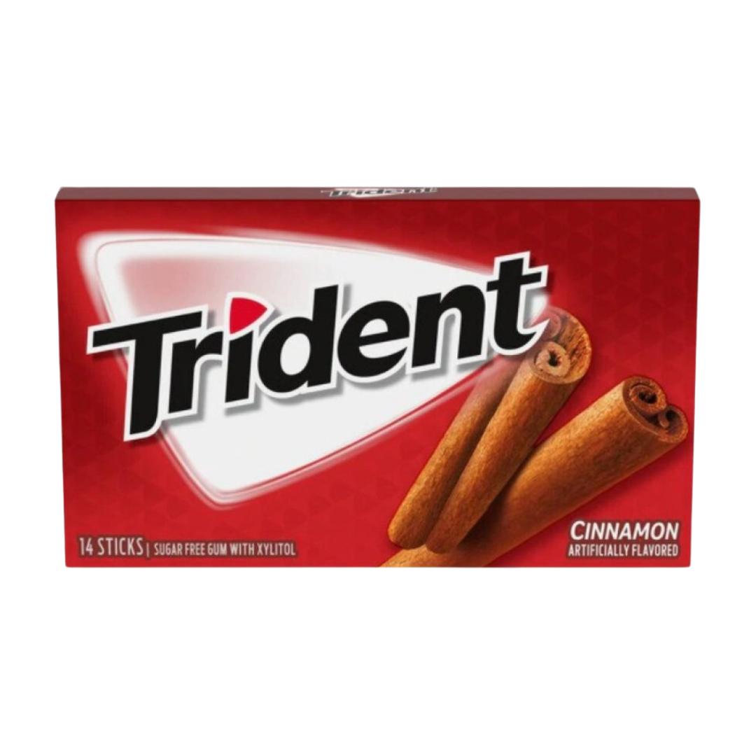 TRIDENT CINNAMON SUGAR FREE BUBBLE GUM 14-STICKS