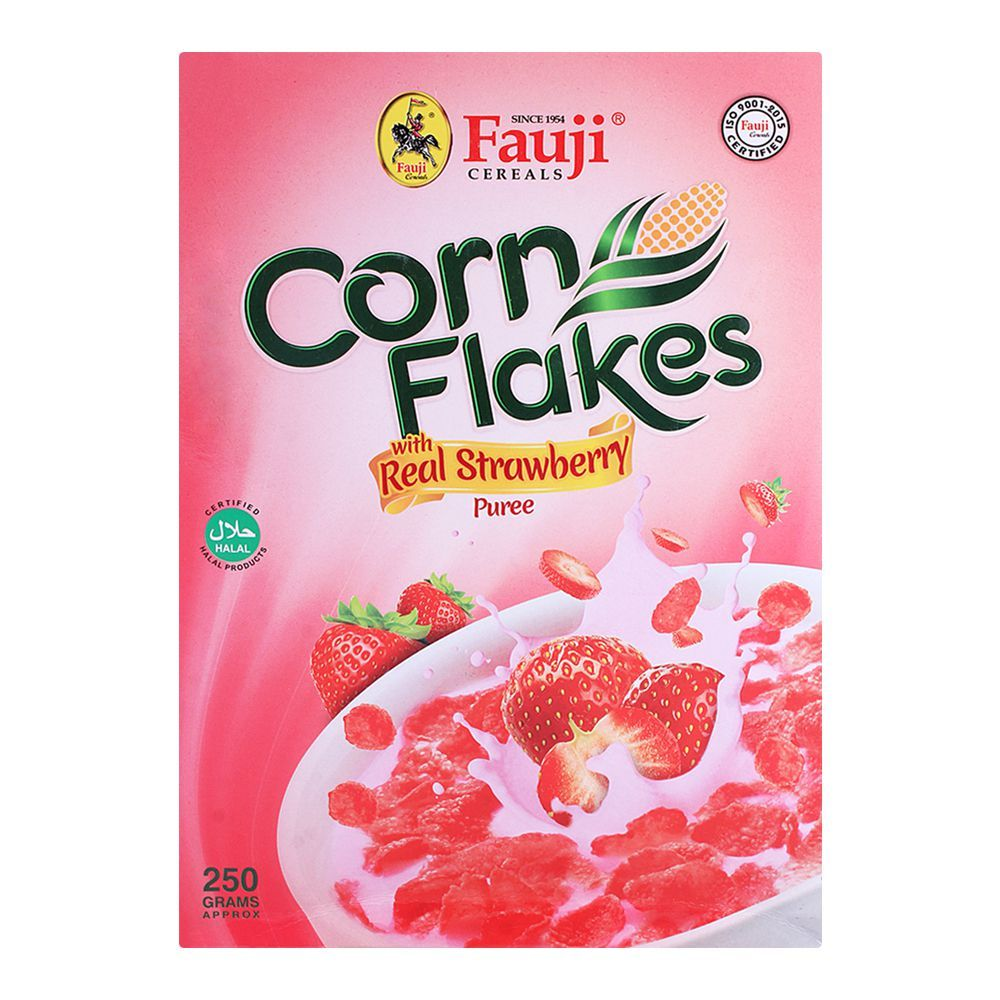 FAUJI CORN FLAKES WITH REAL STRAWBERRY PUREE 250GM