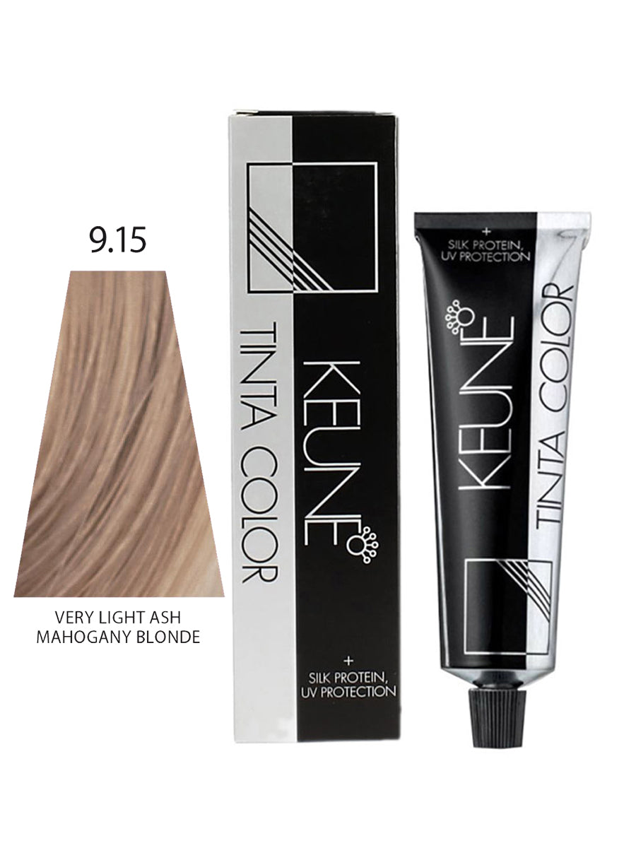 KEUNE HAIR COLOR VERY LIGHT ASH MAHOGANY BLONDE 9.15