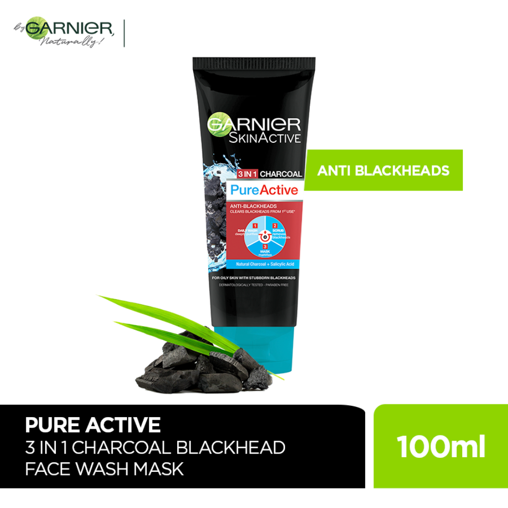 GARNIER SKIN ACTIVE 3IN1 CHARCOAL FACE WASH 100ML