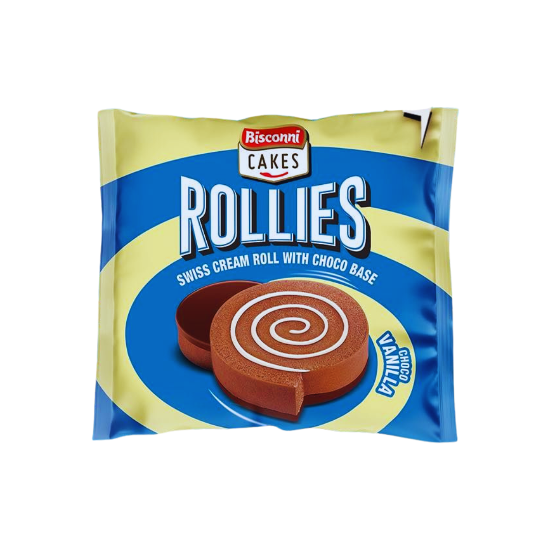 BISCONNI CAKES ROLLIES CHOCO VANILLA 30GM