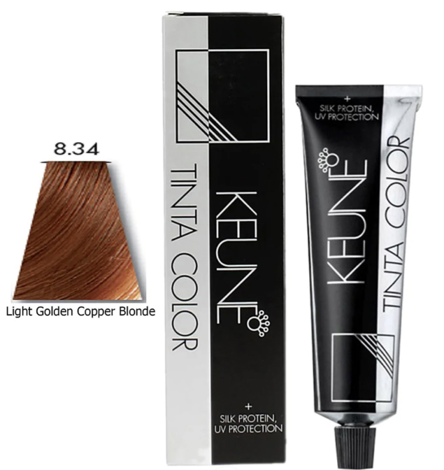 KEUNE HAIR COLOR LIGHT GOLDEN COPPER BLONDE 8.34