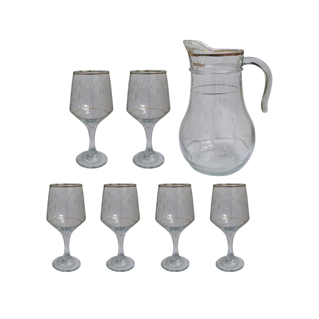 GLASS WATER SET PRINTED 7 PCS