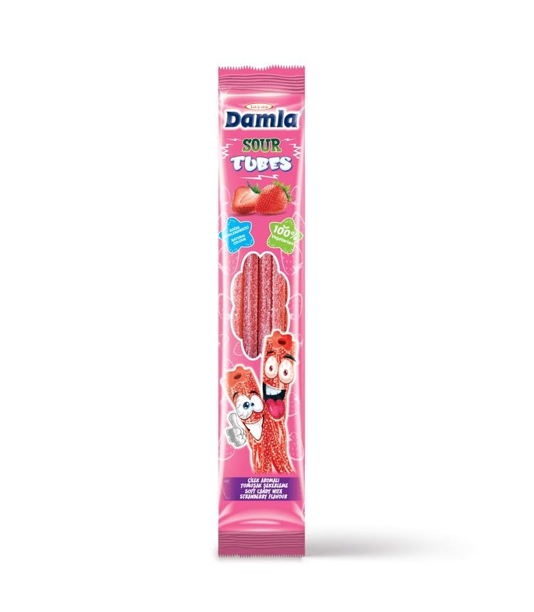 DAMLA SOUR TUBES SOFT CANDY STRAWBERRY FLAVOUR