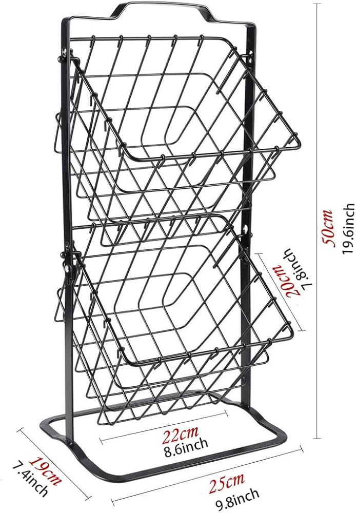 2 TIER METAL REMOVEABLE SQUARE FRUIT BASKET