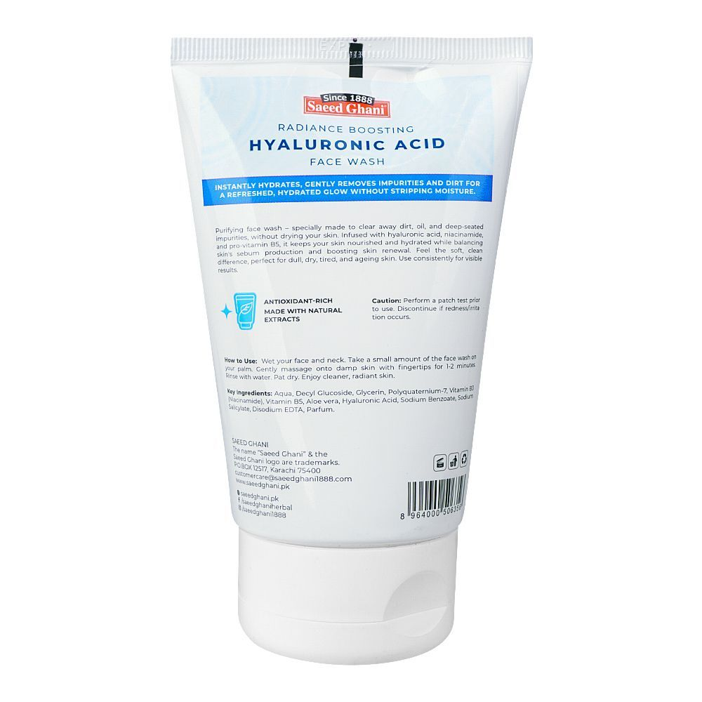 SAEED GHANI RADIANCE BOOSTING HYALURONIC ACID FACE WASH 100ML