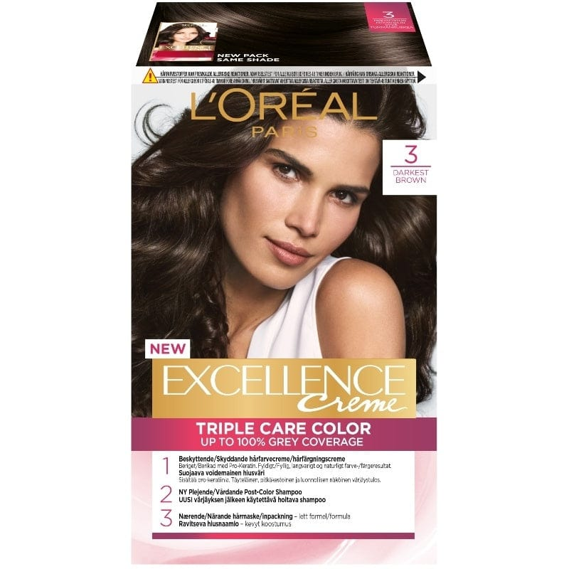 LOREAL PARIS HAIR COLOR DARK BROWN 3 EXCELLENCE CREME