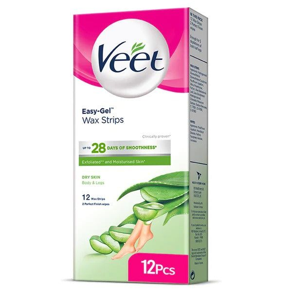 VEET EASY-GEL 12 WAX STRIPS FOR DRY SKIN