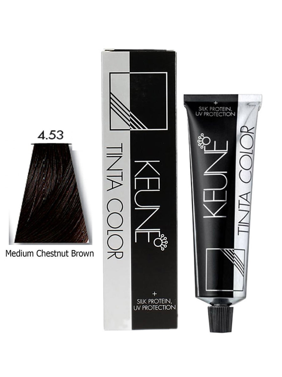 KEUNE TINTA HAIR COLOR MEDIUM CHESTNUT BROWN 4.53, 60ML