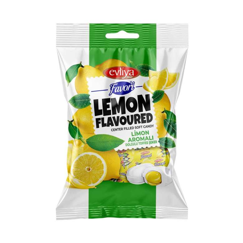 EVLIYA FAVORI LEMON FLAVOURED CENTER FILLED SOFT CANDY 90GM