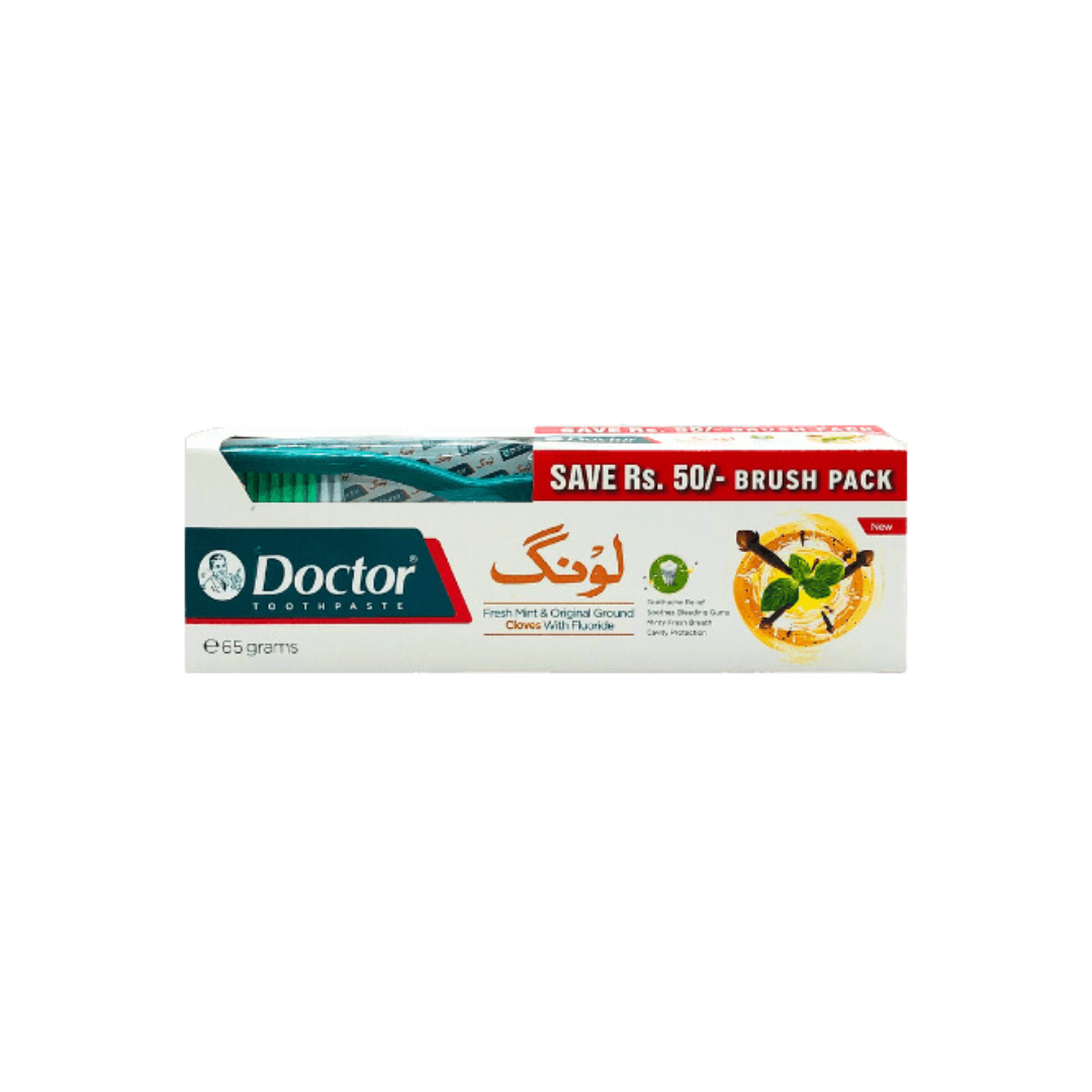 DOCTOR TOOTHPASTE FRESH MINT & GROUND CLOVES 65GM WITH BRUSH