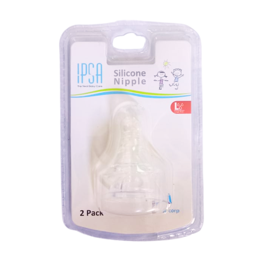 IPSA WIDE NECK SILICONE NIPPLE LARGE FLOW 2-PCS PACK