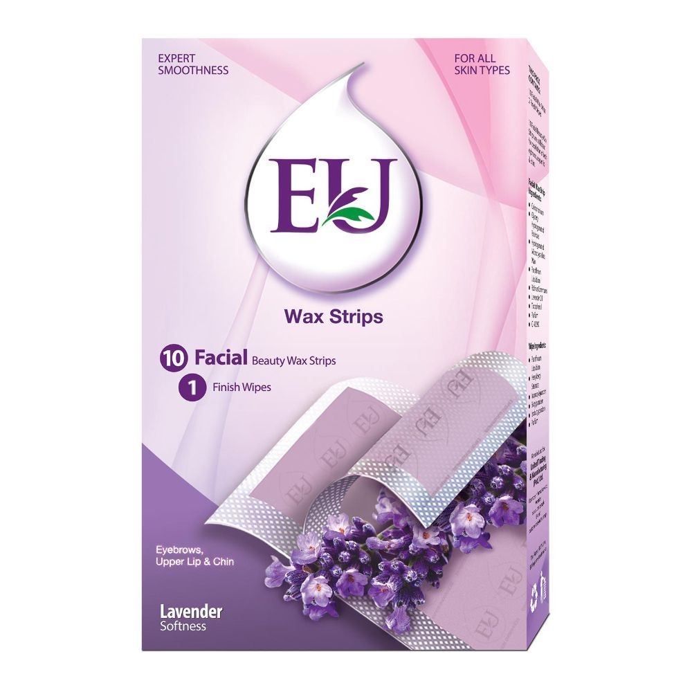 EU WAX STRIPS  LAVENDER FOR ALL SKIN TYPE FACIAL 10PC