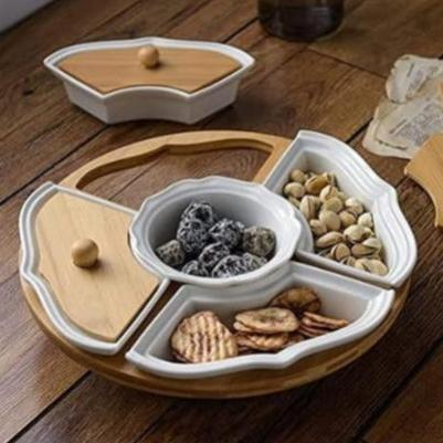 STIC SNACK DISH SET WITH BAMBOO BASE 5-PCS DR-85