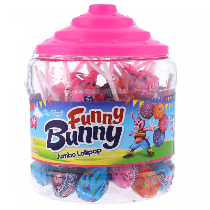 CANDYLAND FUNNY BUNNY JUMBO LOLLIPOP 100PCS