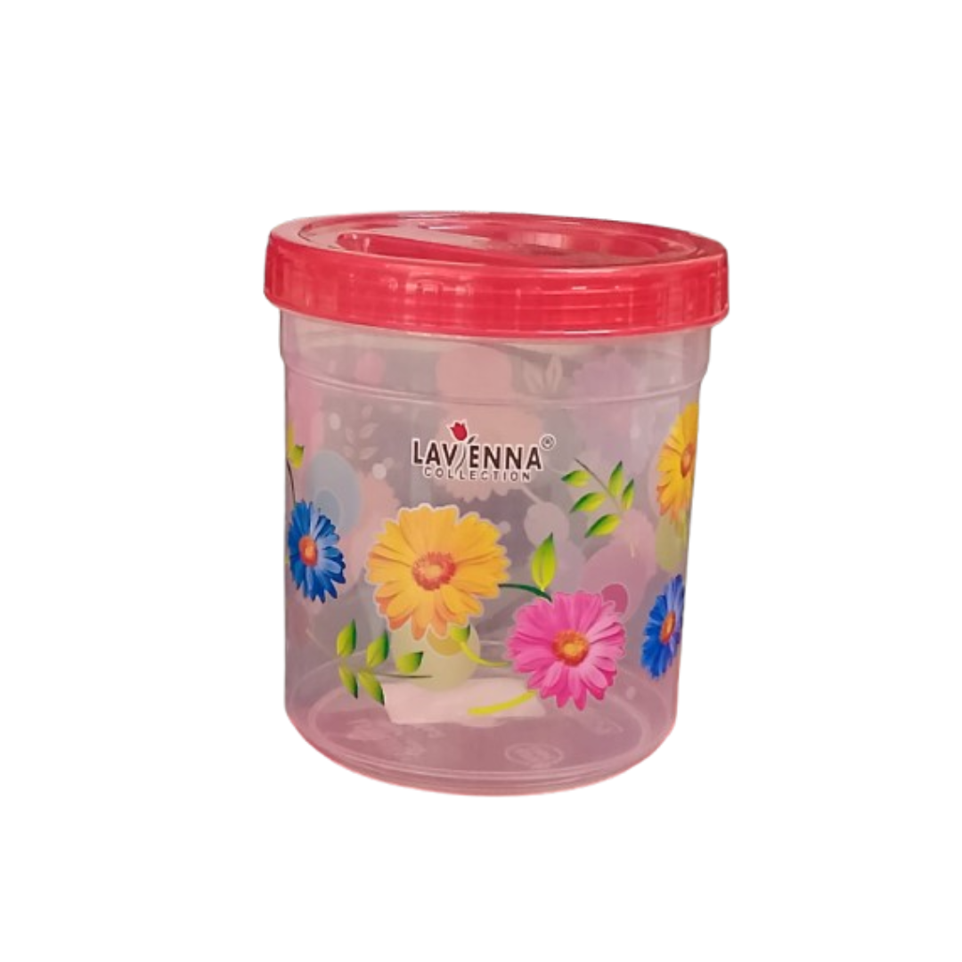 FLOWER PRINT FOOD CONTAINER PLASTIC JAR