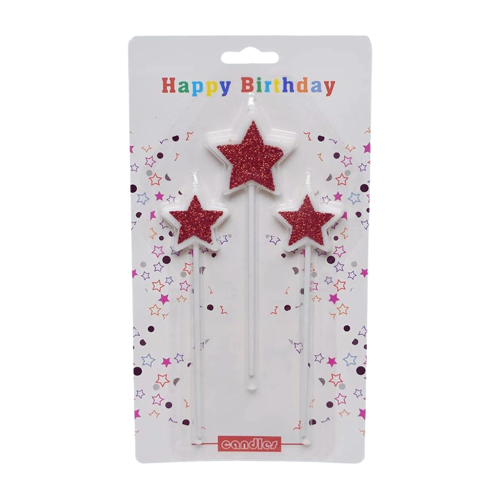 CANDLE STAR SHAPE WITH GLITTER 3PCS