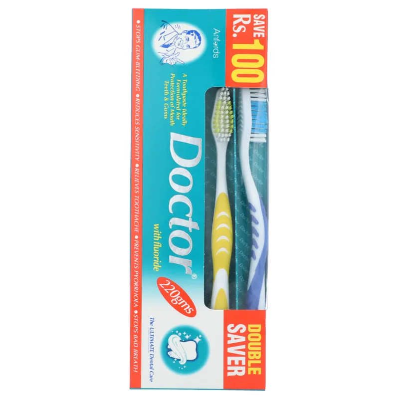 DOCTER FLUORIDE TOOTHPASTE 180G WITH DOUBLE BRUSH