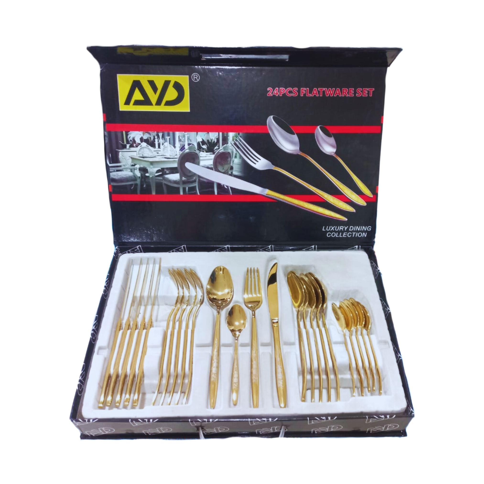 GOLD STAINLESS STEEL CUTLERY SET 24PCS