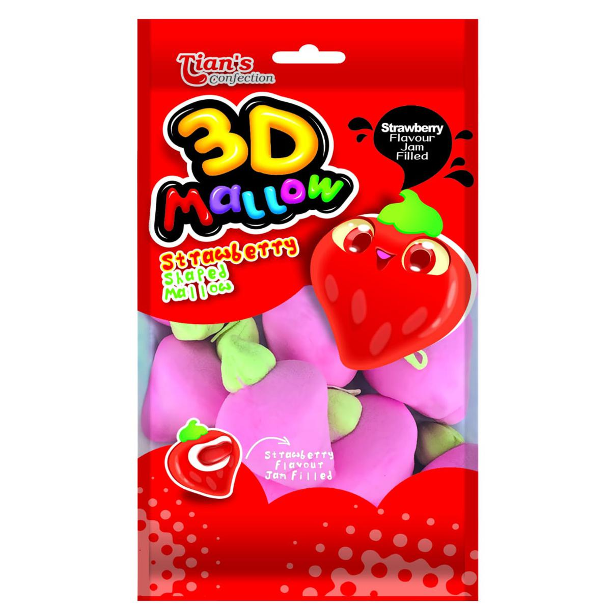 TIANS 3D MALLOW STRAWBERRY SHAPED MARSHMALLOW 100GM