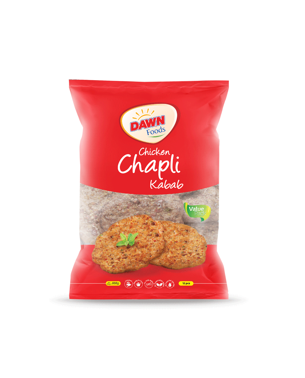 DAWN FOODS CHICKEN CHAPLI KABAB 888G POLLY BAG