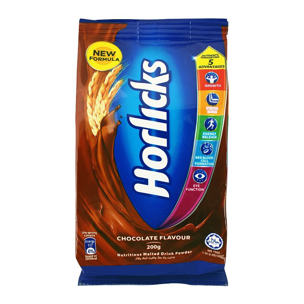 HORLICKS DRINKING POWDER CHOCOLATE POUCH 200GM