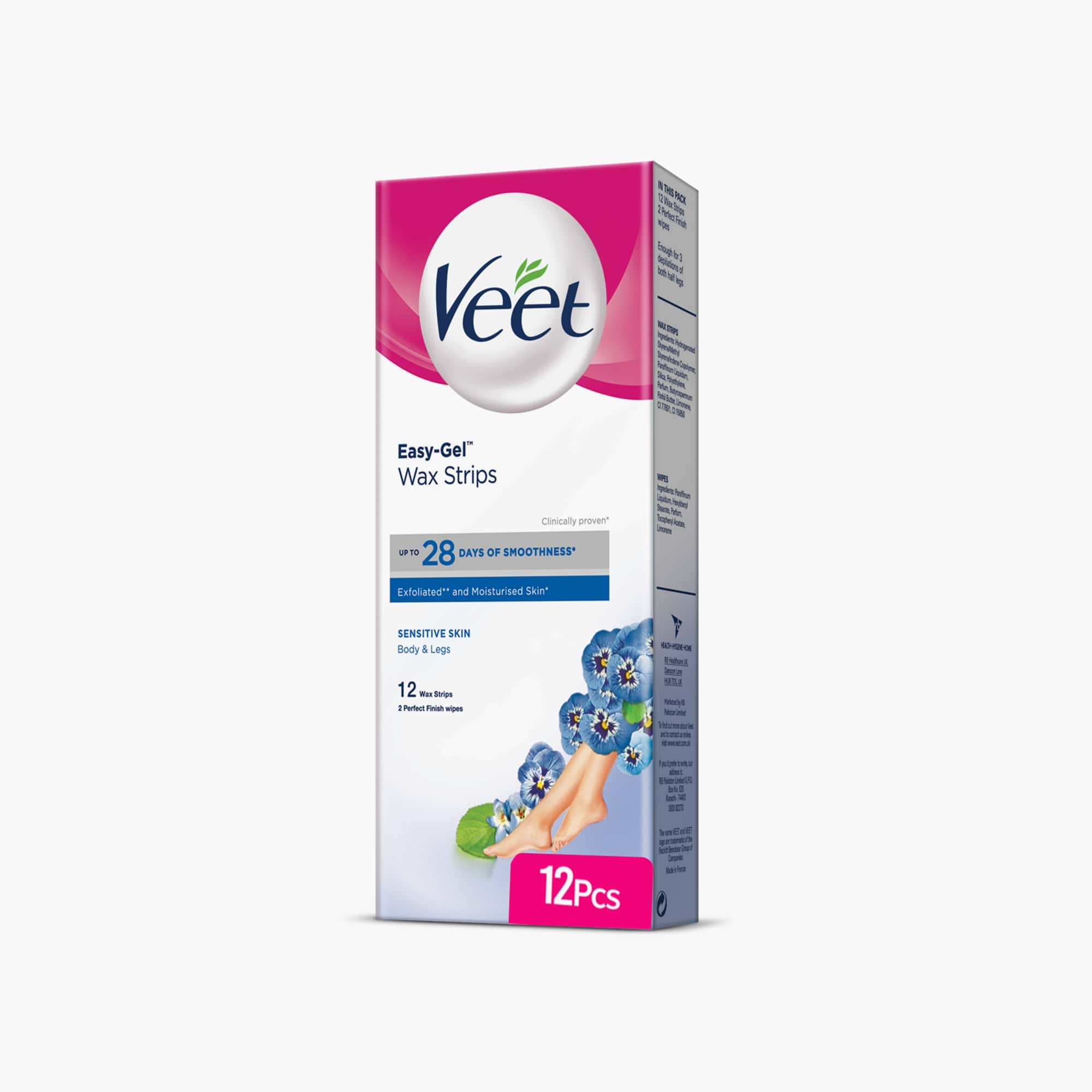 VEET EASY-GEL 12 WAX STRIPS PACK SENSITIVE SKIN