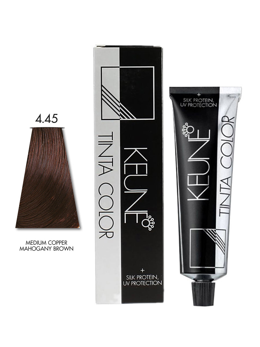 KEUNE TINTA HAIR COLOR MEDIUM COPER MAHOGANY BROWN 4.45, 60ML.